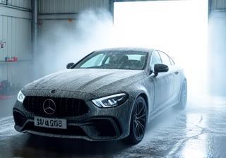 Car undergoing decontamination wash